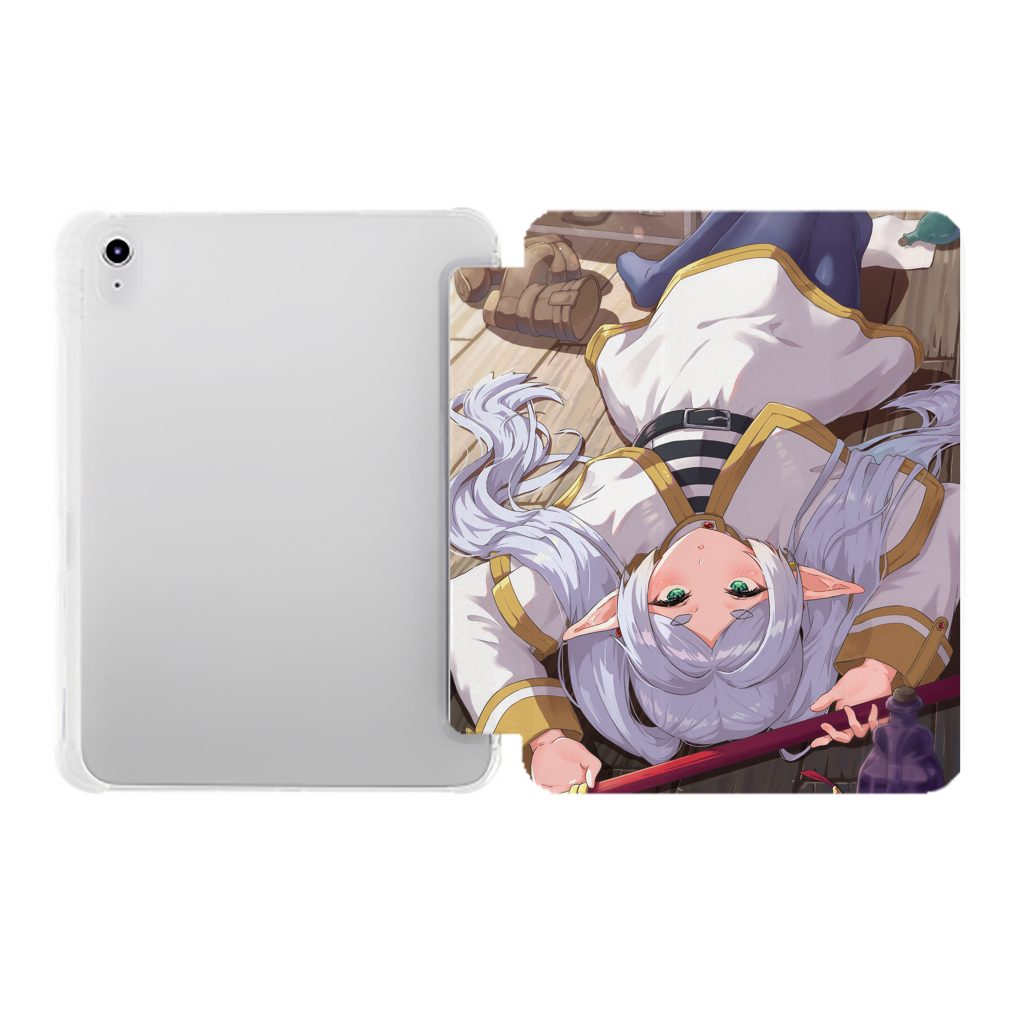 （画像用） 葬送のフリーレン Frieren IPad ケース ペン収納付き 三つ折りスタンド PUレザー×シリコン 対応機種9.5/10.5/10.9インチ